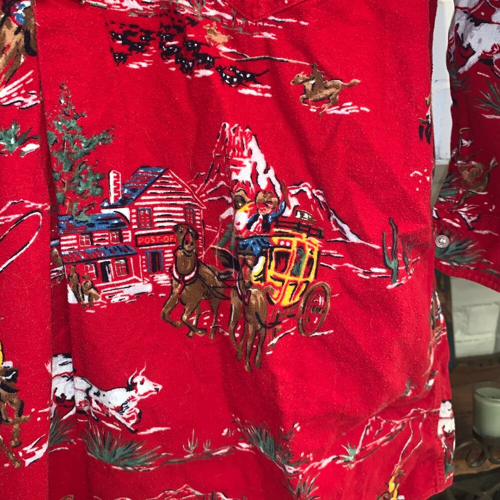 VINTAGE 80's RALPH LAUREN COWBOY WESTERN FLANNEL OVERSIZE NIGHTSHIRT - Picture 6 of 11